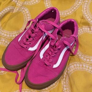 Vans Women's Hot Pink Canvas Low-Top Sneakers with White Stripe